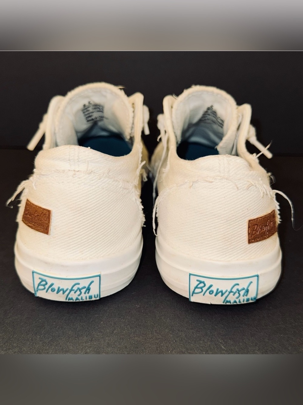 Blowfish Malibu “Maxine” White Canvas Frayed Distressed Sneakers, Sz 8.5 - Picture 8 of 13